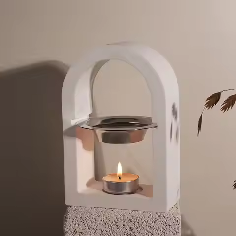 Concrete Essential Oil Candle Holder Silicone Mold DIY Gypsum Cement Aromatherapy Furnace Wax Meltin