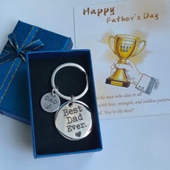 (with gift box)Best Dad Ever Keychain Father's Day Gift Stainless Steel Keychain Gift For Dad Birthd