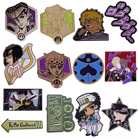 Jojos Bizarre Adventure Enamel Pin Joseph Joestar Jotaro Giorno Giovanna LadyBug Badge Dio MENACING