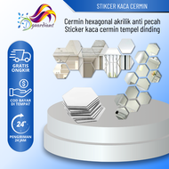 Kaca Cermin hexagonal kaca cermin dinding Persegi dekorasi rumah / Cermin Aesthetic Cermin Kaca