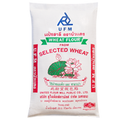 แป้งสาลีตราบัวแดงสำหรับทำเค้กและซาลาเปา UFM Red Lotus Wheat Flour 22.5 kg. (01-0020)