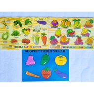 KAYU Educational Toys For Children Wooden Puzzles SNI Pictures Of Various Vegetables And Fruit Toys 