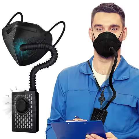 PAPR Powered Air Purifying Respirator Mask with Fan, KN95 Replaceable Filter, Rechargeable Personal 