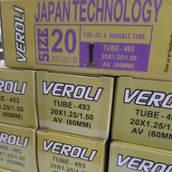 VEROLI 20X1.25-1.50 60MM AV BICYCLE BUTYL TUBE