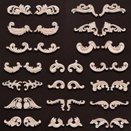 2PC Wood Corner Decoration Wood Carving Onlays Appliques Wood Decals for Furniture Home Decor Wood F