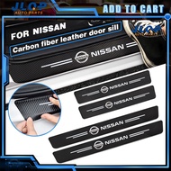 JLQP 5Pcs Car Door Side Step Sill Strip Leather Anti Scratch Protector Sticker For Nissan Skyline R34 GTR Navara Terra Almera Sentra XTrail Accessories