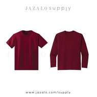 Adult Basic Plain Maroon Cotton T-shirt / Microfiber Jersey + Plus Size + Short Long Sleeve - Baju / Jersi Kosong Dewasa