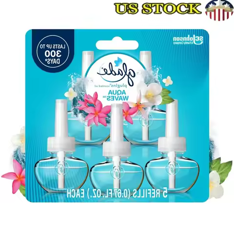 Essential Oil PlugIn Air Freshener 5 Refills Aqua Waves Scent Liquid Wall Diffuser Ocean Freshness 6