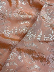 Vải lụa may áo dài tơ tằm Palacesilk văn thọ dơi hồng cam siêu nhẹ#mềm mượt#thoáng mát