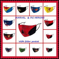 [SG Seller] Adult Marvel &amp; DC Heroes Avengers Iron Man, spiderman, hulk, superman, batman washable &amp; Reusable face mask