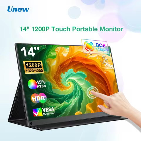 Unew 14 inch Portable Touchscreen Monitor 1920×1200 60Hz IPS HDMI Type-C With VESA 75*75mm Cover For