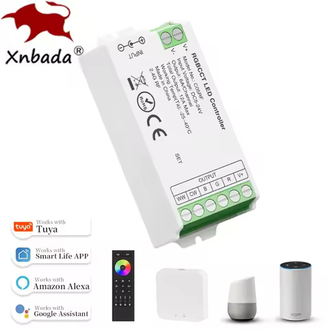 2.4GHz LED Strip Light Controller 2Pin DIM 3Pin CCT 4Pin RGB 5Pin RGBWW RGBCW 6Pin RGBCCT 2835 5050 