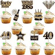 Pack of 36 40th Birthday Cake Decorations Vintage 1983 Cupcake Toppers 40 Fabulous Number 1983 Cupca