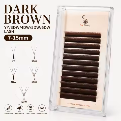 Supmacio Deep Brown 3DW/4DW/5DW/6DW Lashes Bloom Automatic Flowering Soft Premade Fans Natural Soft 