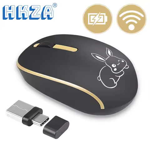 HKZA 2.4GHZ Type C Wireless Mouse USB C Mice for Macbook Pro USB Low Noise Ergonomic Computer Silent