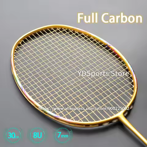 Super Light 8U 65G Badminton Rackets Strung Professional 100% Full Carbon Fiber Racquet Bags Max Ten