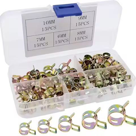 75Pcs Motorcycle Spring Clips Fuel Oil Water Hose Clip Pipe Tube Clamp Spare Set Ielts 6-10MM 5 Size