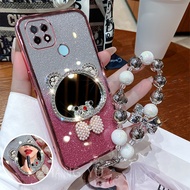 【 Shockproof 】Case For Realme C21Y C25y C21 phone case bear makeup mirror new bracelet phone case