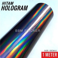 Skotlet Motor Hologram Pelangi Hitam Black Sticker (50cm x 100cm)