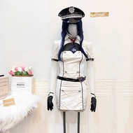【Moonfairy】Uwowo Genshin Impact Raiden Police Cosplay Costume Anime Game Fullset Wig Set Kostum Raid