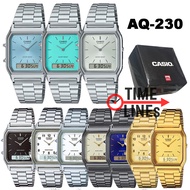 !!ประกัน1ปีและกล่อง CMG!! CASIO รุ่น AQ-230A AQ-230GA AQ-230GG นาฬิกาชายและหญิง 2 ระบบ วินเทจ AQ230 