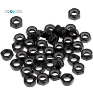 50Pcs Sturdy Skateboard Longboard Trucks Wheels Replacement Axle Nuts Hardware Black Skateboard Truc