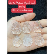 9-tailed fox, 9-tailed fox pendant with white and pink quartz feng shui stone