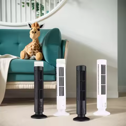 LED Tower Fan Bladeless Cooling Fan 2 Gear Speed Stand Up Tower Fan Portable Electric Floor Fan for 