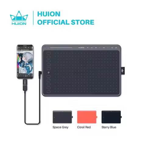 HUION HS611 Drawing Tablet Battery-free Graphic Tablet Three Colors Tilt Support Touch Bar and Expre