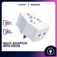 LMY_ 3 Way Universal Adapter 13A 3 Pin UK Plug Multi Adaptor Neon Light Socket Charger Travel Home Living Office