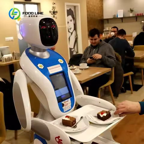 Customized Amy Humanoid AI Robot Waiter for Restaurant / Coffee Shop Automatic Walk and Talk Meal De