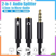 【Ready Stock】2 In 1 Audio 3.5mm Splitter Cable Male To 2 Female Jack Converter Adapter AUX Splitter Cable For Earphones PC Microphone