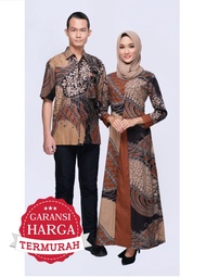 Baju Sarimbit Couple Keluarga Batik Gamis Muslim Lebaran 3049 Coklat