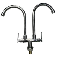 1/2" Twin Swan Neck Pillar Wall Water Tap AA168TI AA168TS