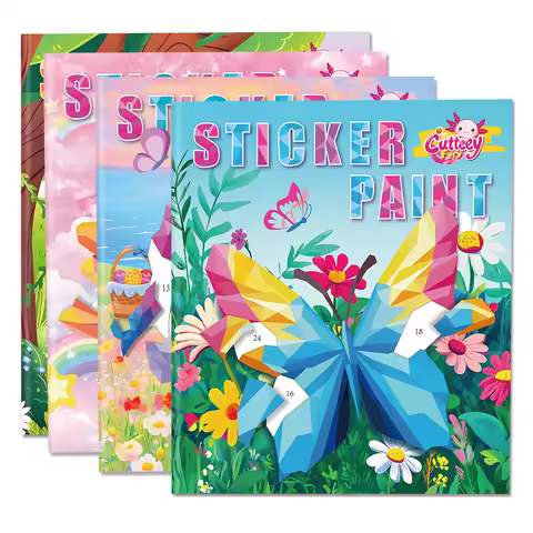 Paint By Number Sticker Book Montessori Busy Book For Girls Resuable 3D Animal Puzzle Stickers Paint