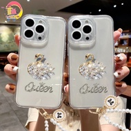 GC135 Silicone Clear Case Diamond Swan Queen Bracelet Phone Strap Softcase/ Casing hp For SAMSUNG S2