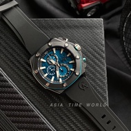 [Original] Alexandre Christie 9601MCRIPBU Chronograph Men Watch with Tiffany Blue Dial and Black Silicone Strap