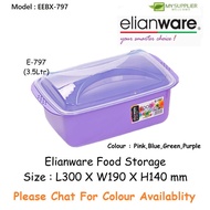 Elianware E-797 3.5Ltr Rectangle Food Storage / Bekas Makanan / Food Container L30cm x W19cm x H14cm