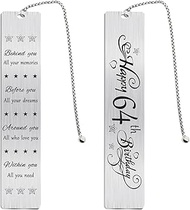 Jzxwan Happy 64th Birthday Gifts for Women Men, 64 Year Old Birthday Bookmark Gift for Him Her, Happ