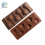 ADAWA 6 Star Silicone Lollipop Mold Chocolate Candy Chip Mold Five-pointed Star Chocolate Bar Star L