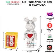 Lego Bearbrick Bear White Heart Red High 33cm Model 3D Decorated Bear Red Heart High 33cm - MOBLOCKS