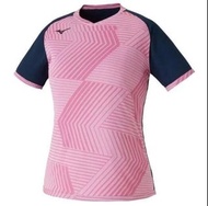 【💥日本直送】Mizuno V領 雙面 速乾 短袖 比賽 乒乓球衣 襯衫 運動衫 上衣 女士 粉色x紅色
