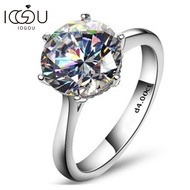 IOGOU Luxury 2-4ct Solitaire Moissanite Ring 925 Sterling Silver Engagement Wedding Rings for Women 