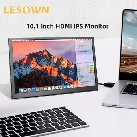 LESOWN 7 10.1 inch Mini IPS Touchscreen Monitor 1024X600 FHD Resolution HDMI LCD Small Screen Sub Di