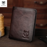 BULLCAPTAIN Mens Wallet Top Layer Cowhide Leather 2023 New Leather Wallet Retro Vertical Drivers Lic