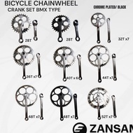 Bicycle Chainwheel Crank Set BMX 9/16 | 28T 32T 36T 40T 44T 48T 52T | Chrome Plated / Black | Single