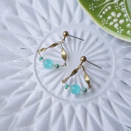旅行系列-冰種天河石-小扇裙-半寶石黃銅耳環