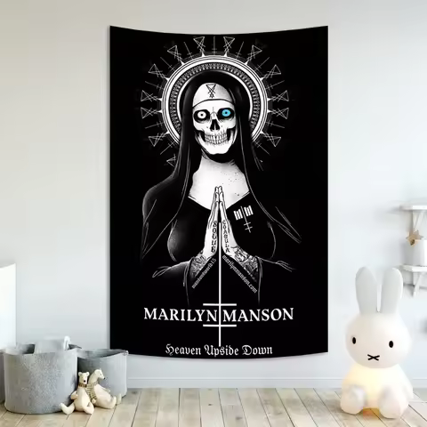 Satanic Band Demon Marilyn Mansons Baphomet Poster Tapestry Painting Home Room Dorm Decor