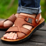 Big Size 48 Men Leather Sandals Summer Classic Men Shoes Slippers Soft Sandals Men Roman Comfortable Outdoor Walking Foo