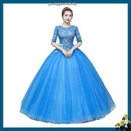 Blue Formal Party Banquet Maxi Dress Gaun Malam Pengantin Pakaian Wedding BallGown Emcee Dinner Even